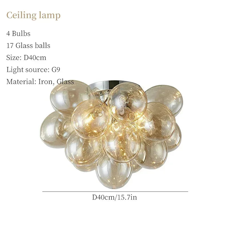 Axyaa Bubble Glass LED Chandelier Lighting for Living Room Home Decor