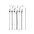 Colorful Glass Flower Straws for Tea Juice Milkshake by Axyaa-A Pack of 6