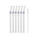 Colorful Glass Flower Straws for Tea Juice Milkshake by Axyaa-A Pack of 6