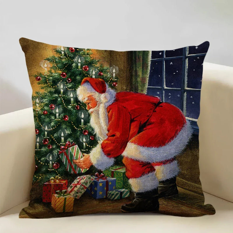 Axyaa Christmas Tree Santa Claus Cushion Cover 45x45cm