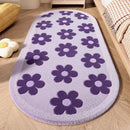 Axyaa Pink Flower Pattern Plush Carpet: Soft, Thick, Washable Rug for Bedroom & Living Room
