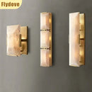 Axyaa LED Copper Marble Wall Lamp for Villa Living Room Corridor Lighting