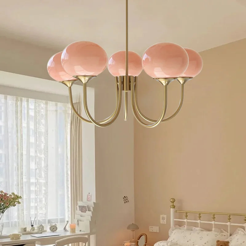 Nordic Pink Chandelier by Axyaa: Art Glass Lights for Warm, Romantic Spaces