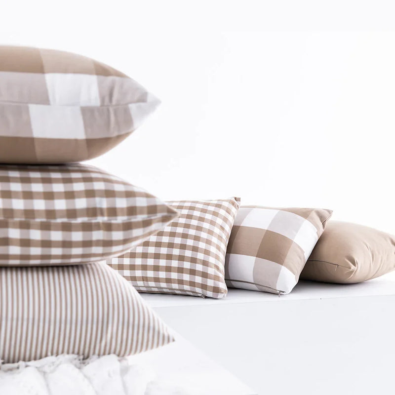 Axyaa Plaid Striped Pillow Covers - Decorative Cushion Cases for Home Sofa
