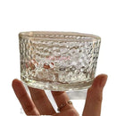Axyaa Circular Hammer Glass Bowl Set - Dessert Salad Candy Plate with Vertical Stripes