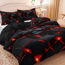 Axyaa Red 3D Cube Duvet Cover Set with Pillowcases - Geometric Design, All-Season Bedding