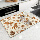 Axyaa Christmas Tree Coffee Cup Drying Mat - Absorbent Non-slip Diatoms Kitchen Mat