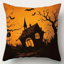 Axyaa Halloween Pattern Cushion Cover for Sofa, Bedroom, Car - Spooky Houses, Bats, Full Moon