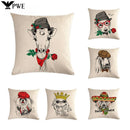 Axyaa Cartoon Animal Flax Cushion Cover for Sofa - Fashionable and Fun Design