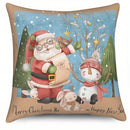 Axyaa Christmas Rabbits & Festive Characters Pattern Cushion Cover for Sofa, Bedroom, Car