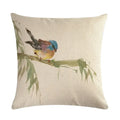 Axyaa Vintage Bird Pattern Cotton Linen Throw Pillow Cover for Sofa