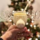Axyaa Christmas Reindeer Head Cocktail Glass Cup - 8oz Elk Glass Wine Mug