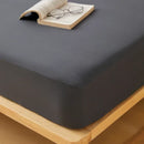 Axyaa Cotton Fitted Sheet with Elastic Bands for Double King Queen Bed, Non-Slip Solid Color