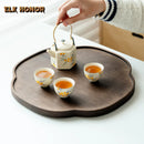Axyaa Wood Tea Tray Cake Rack Coffee Storage Teapot Support Serving Dishes