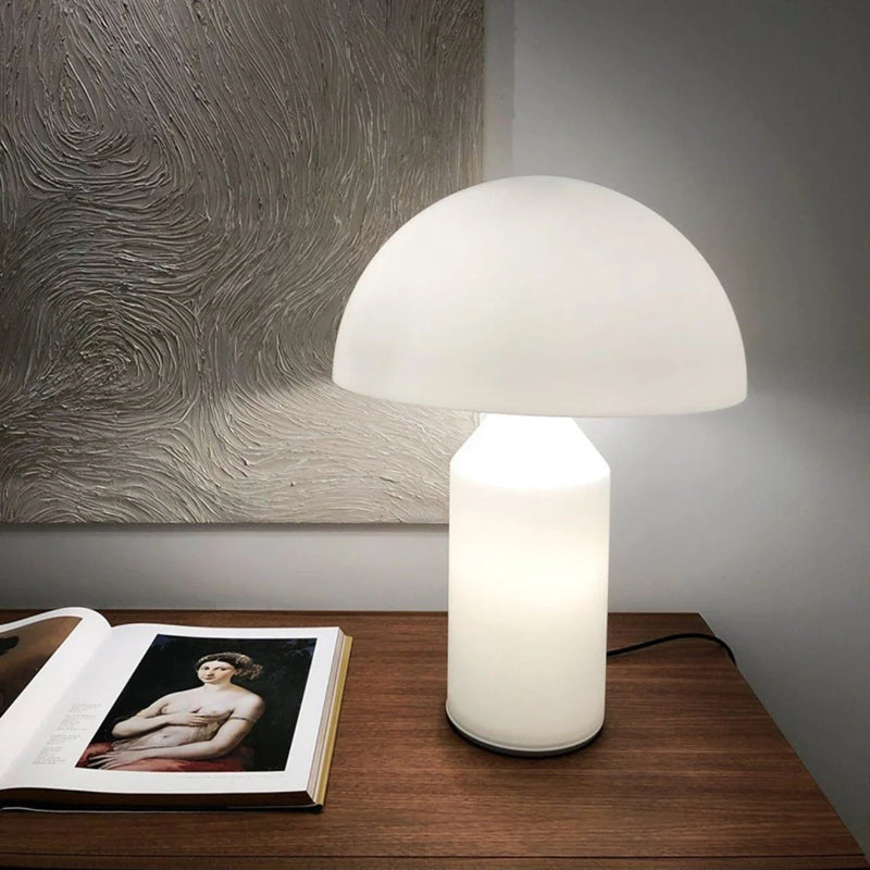 Axyaa White Mushroom Metal Desk Lamp - Modern LED Table Light for Home Decoration