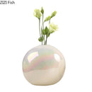 Axyaa Ceramic Vase: Gradient Pearl White Desk Decoration for Flowers Arrangement