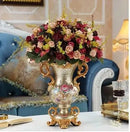 Axyaa European Resin Vase with Artificial Flower Figurines for Home & Office Decor