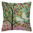Axyaa Bird Flower Linen Pillowcase Sofa Cushion Cover Home 40x40-60x60