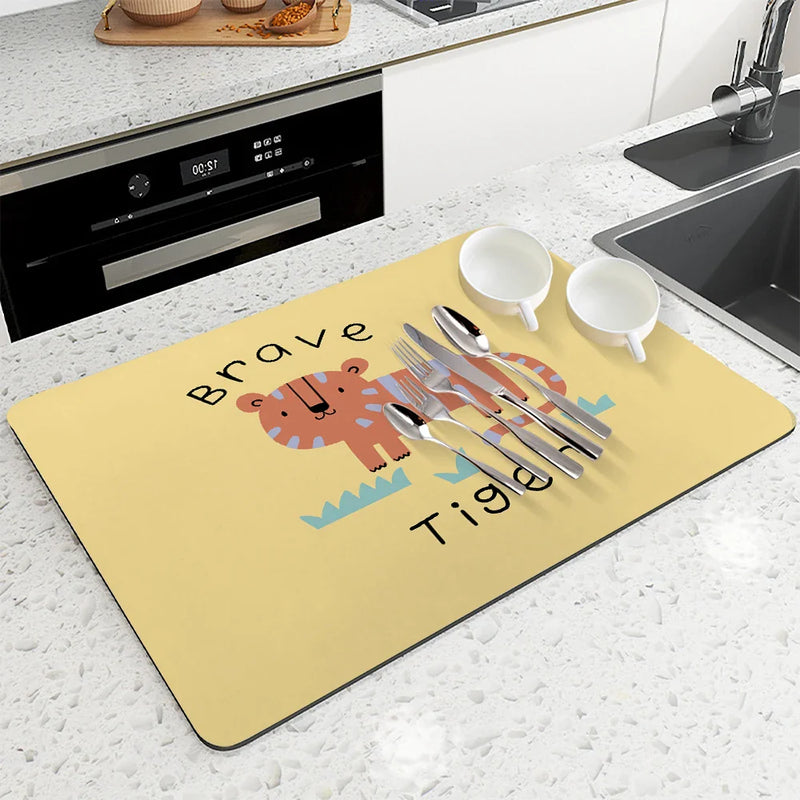 Axyaa Bear Design Absorbent Kitchen Draining Mat