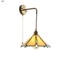 Axyaa Tiffany Yellow Glass Wall Sconce LED Light Fixture Copper Pull Chain