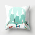Fox and Bird Polyester Pillowcase by Axyaa: Cartoon Landscape Cushion Cover for Sofa
