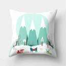 Fox and Bird Polyester Pillowcase by Axyaa: Cartoon Landscape Cushion Cover for Sofa
