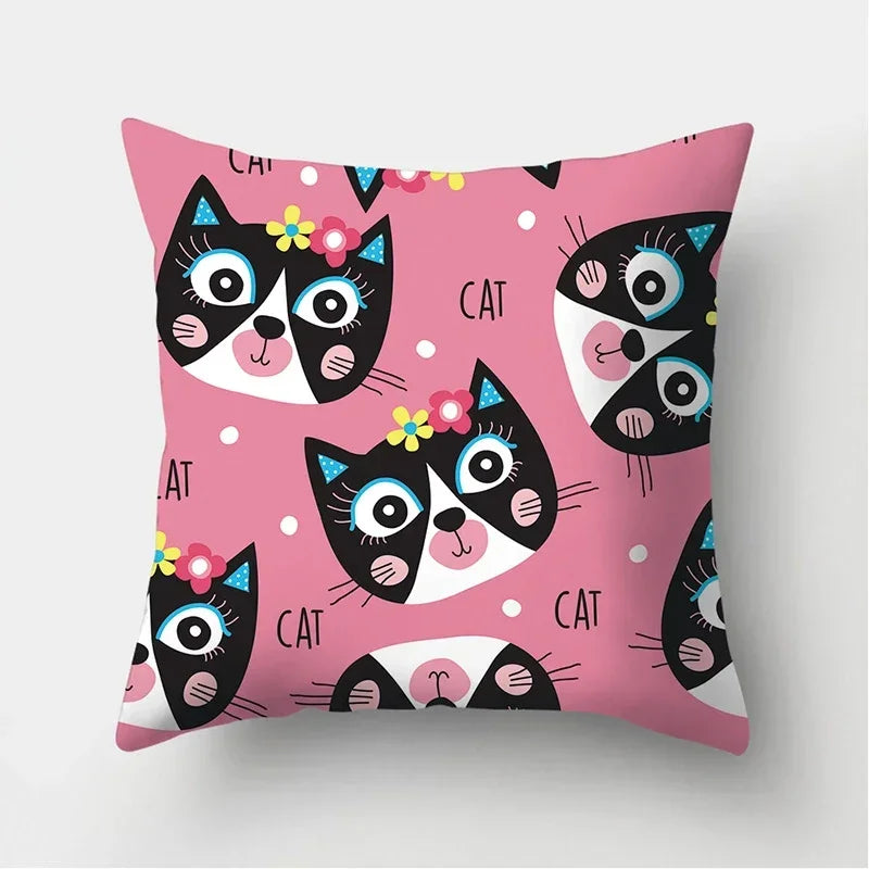 Black Cat Pattern Pillowcase for Sofa Decor Axyaa Brand