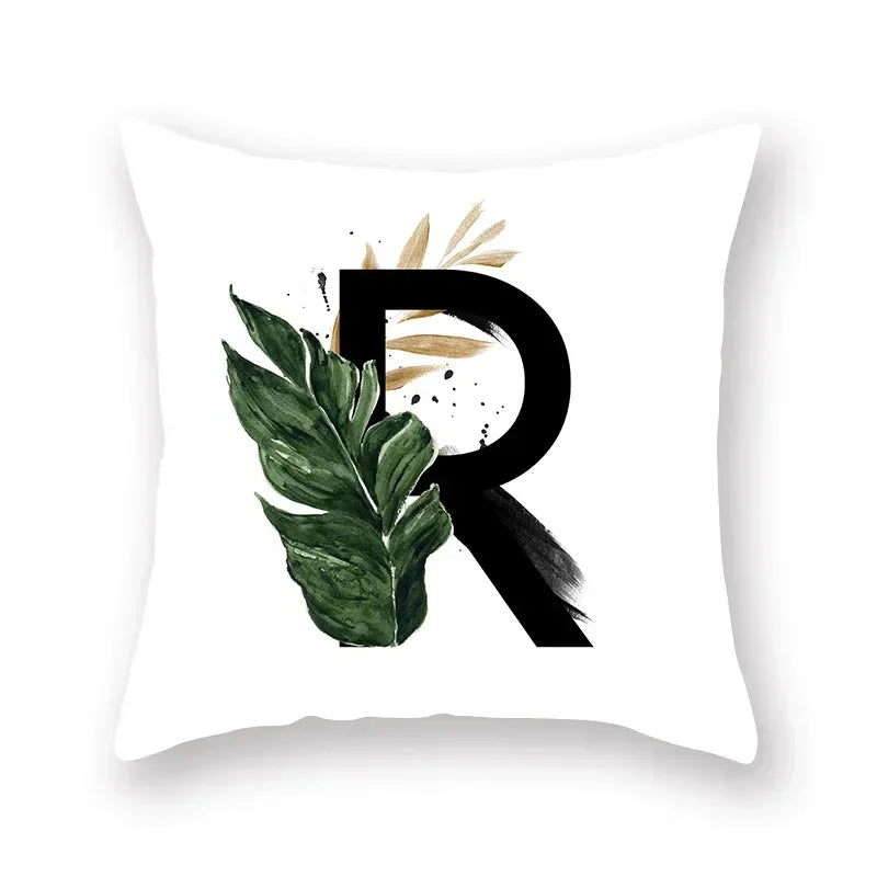 Floral Alphabet Pillow Case by Axyaa: Home & Car Decorative Cushion Cover