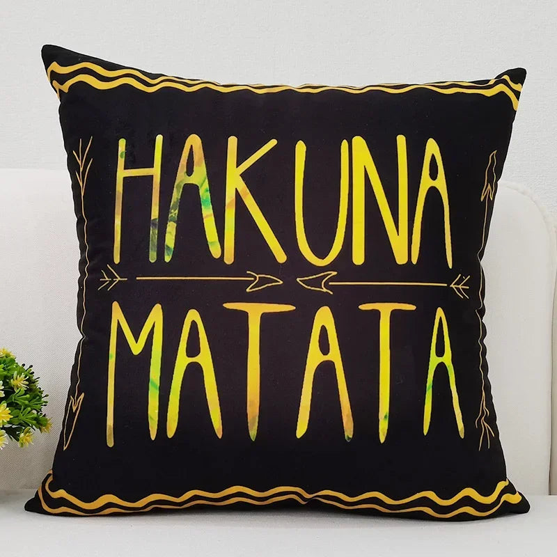 Axyaa Black Yellow Alphabet Letter Cushion Cover - Square Polyester Pillow Case