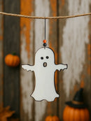 Axyaa Wooden Ghost Hanging Ornament, Cute Beaded Design for Home Decor