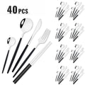 Axyaa Black Gold Mirror Stainless Steel Dinnerware Set - 40pcs