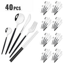 Axyaa Black Gold Mirror Stainless Steel Dinnerware Set - 40pcs