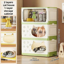 Axyaa Cat House Storage Cabinet, Foldable, 1-3 Tier - Yellow/Green