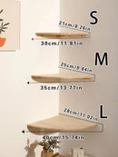 Axyaa Scalloped Corner Floating Wall Shelf Storage Rack Wooden Home Decor Shelf