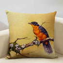 Axyaa Bird Parrot Sofa Cushion Cover 45x45cm Linen Pillowcase for Home & Hospitality