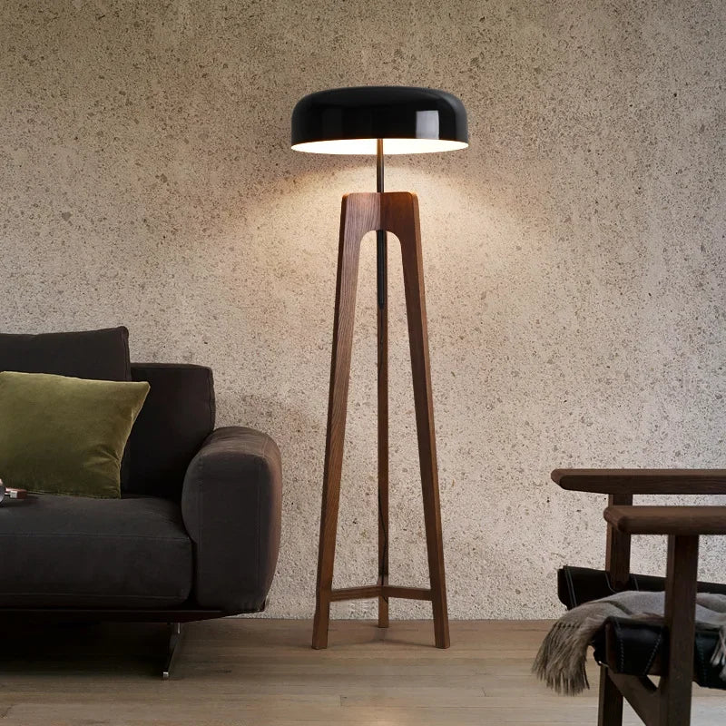 Axyaa Classical Wood Floor Lamp - E27 Bulb, Home Art Deco Lighting