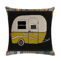 Axyaa Retro Car Pattern Cushion Cover Linen Pillowcase 45*45cm