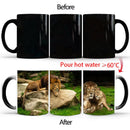 Axyaa Color Changing Animal Ceramic Mug Lion Tiger Heat Sensitive Coffee Cup