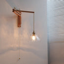 Axyaa Glass Flower LED Wall Lamp with Flexible Arm, Wood Modern Nordic Design