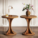 Axyaa Round Wood End Table: Mid-Century Side Table for Living Room & Bedroom