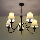 Axyaa Black Wrought Iron Chandelier with White Shade for Elegant Home Decor