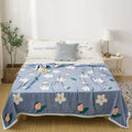 Axyaa Nordic Flower Print Plush Flannel Blanket, Soft Throw for Sofa Couch Bed