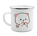 Axyaa Cat Enamel Coffee Mug - Unique Funny Tea Cup for Travel and Home