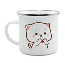 Axyaa Cat Enamel Coffee Mug - Unique Funny Tea Cup for Travel and Home