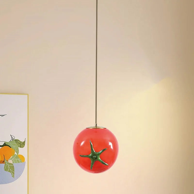 Axyaa Tomato Stained Glass Chandelier Night Light for Bedroom Decor