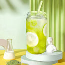 Axyaa 16oz Clear Glass Straw Cup Set with Colorful Lids - Reusable Drinkware for Coffee and Tea
