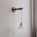 Axyaa Nordic LED Wall Lamp with Flower Shade & Switch, White Ceramic Glass Interior Decor
