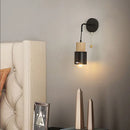 Axyaa Wooden Wall Lamp with Zipper Switch for Bedroom and Living Room