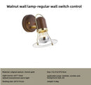 Axyaa Retro Walnut LED Glass Wall Lamp with Switch for Bedroom, Balcony & Aisle Decor
