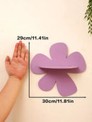 Axyaa Pink Purple Flower Wall Shelf: Kids Room Storage Rack, Floral Wall Hanging Decor